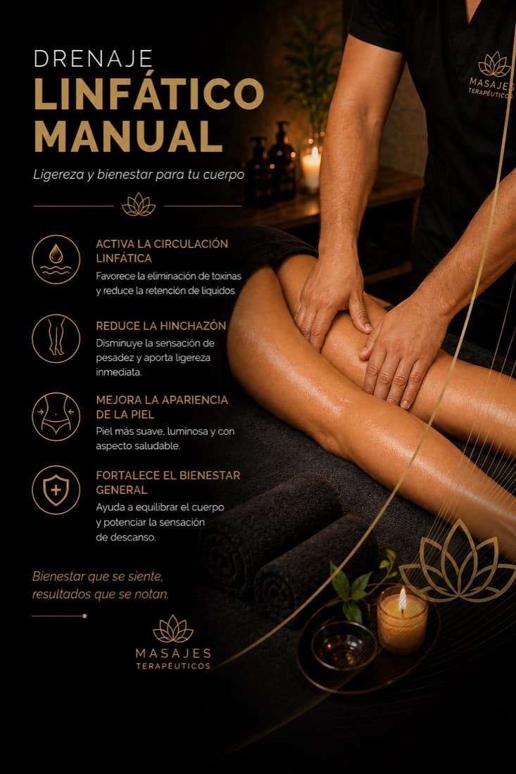 Drenaje linfático manual con maniobras suaves en las piernas
