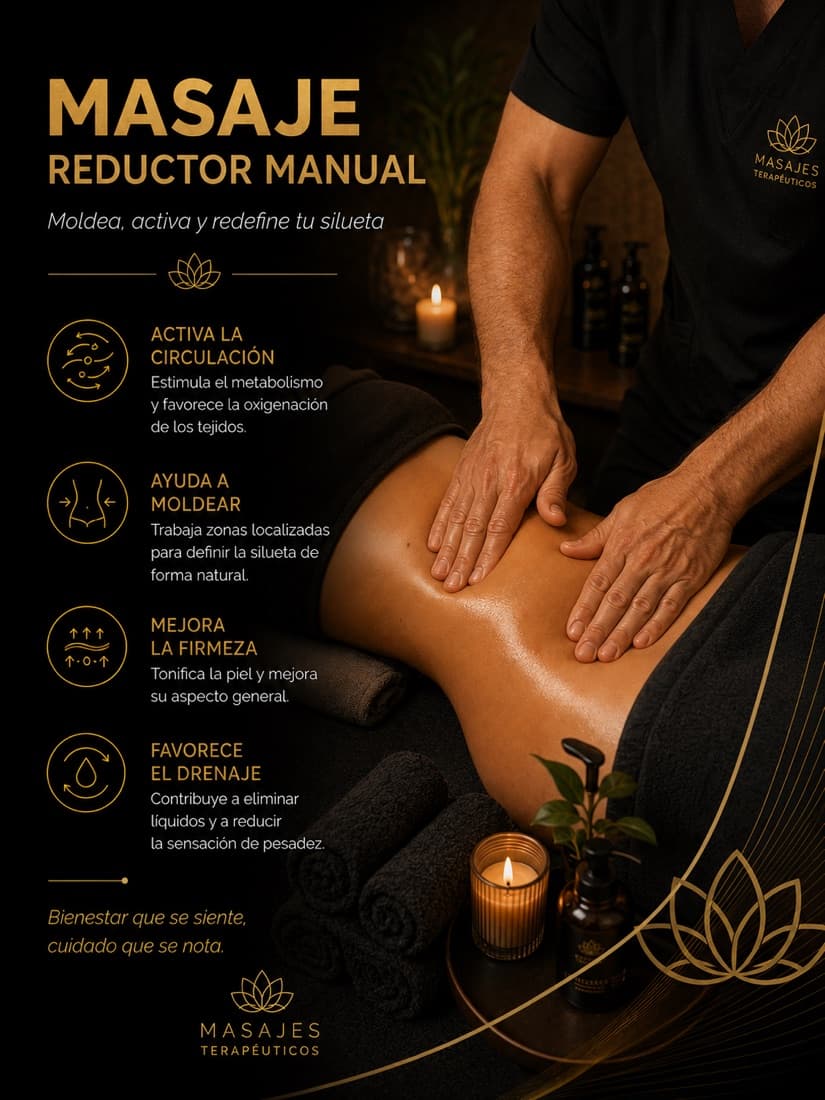 Masaje reductor manual realizado en la zona abdominal