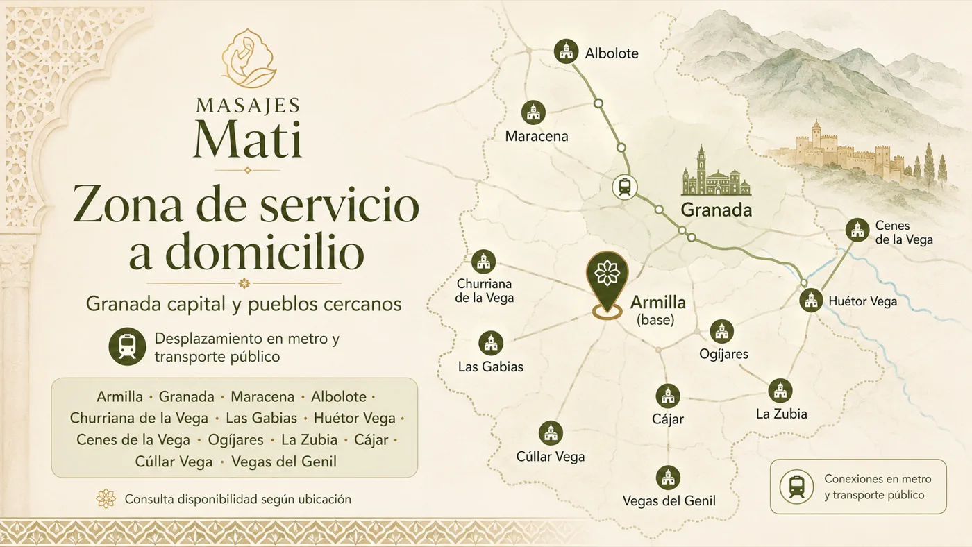 Mapa orientativo de la zona de servicio a domicilio desde Armilla hacia Granada capital y localidades cercanas